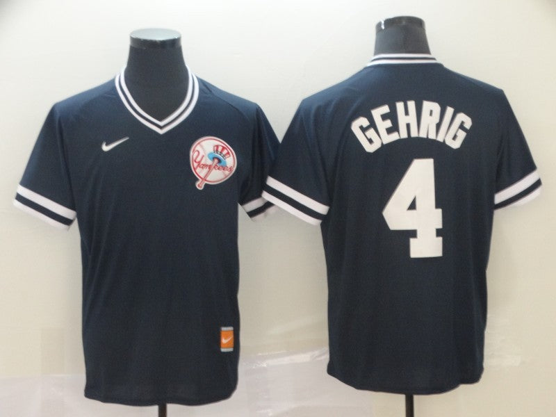 Men's New York Yankees Lou Gehrig #4 Navy Baseball Jersey